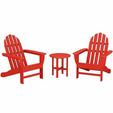 POLYWOOD Classic Sunset Red Patio Set with Adirondack Chairs and Round Side Table 633PWS4171SR